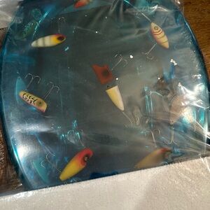 Transparent OBLONG Fishing Lure Standard Size Toilet Seat with Cover Acrylic Blu